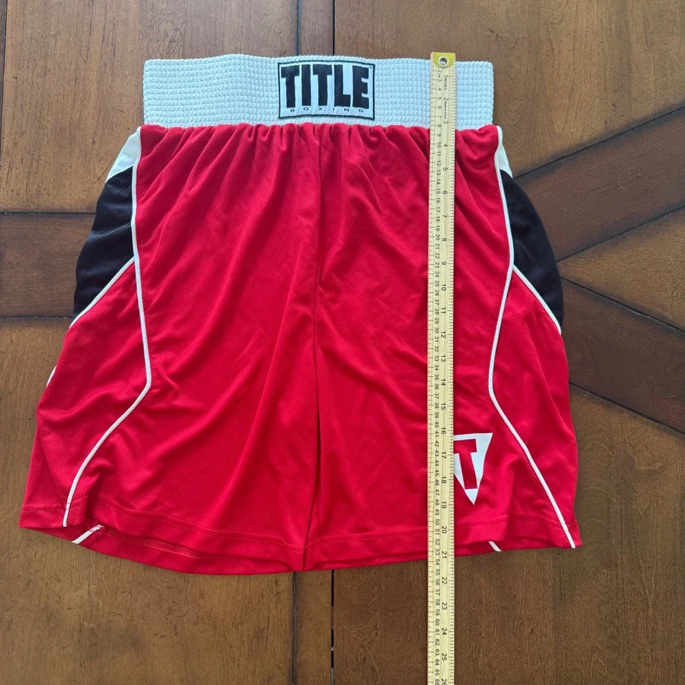 Title Boxing Mens Red Black White Mesh Training‎ Trunks Shorts Medium